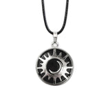 Crystal Sun Moon Necklace - Black Agate