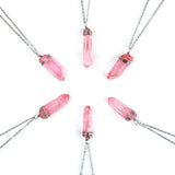 Pink Crystal Wire Wrap Necklace