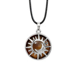 Crystal Sun Moon Necklace - Tiger Eye